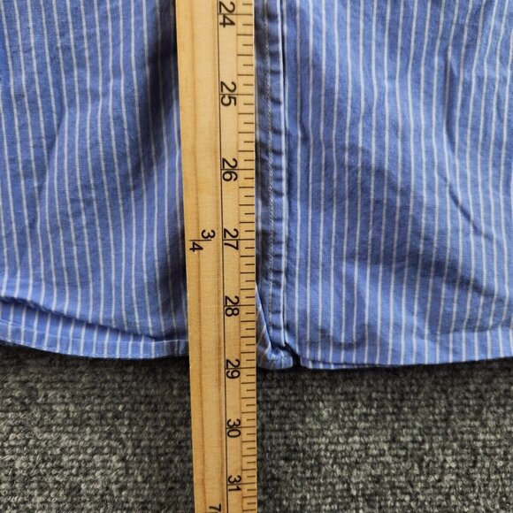 Love Moschino Button Up Shirt Long Sleeve Blue Striped Size 16.5 Designer Heart - Picture 12 of 16